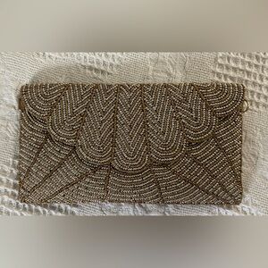 Lulu's Gold Beaded Clutch